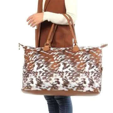 Stylish Brindle Cowhide Weekender Bag for Travel