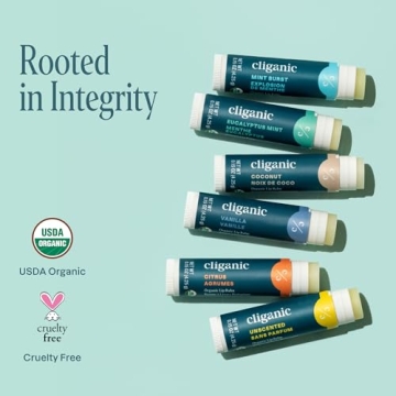 Cliganic Organic Lip Balm Set - Moisturizing 6 Flavors Available