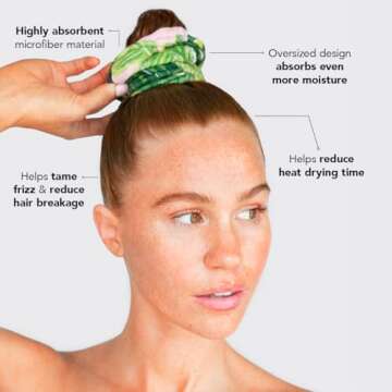 Kitsch Microfiber Hair Towel Scrunchies - Soft, Large for Women and Girls | Hair Drying Towels | Big Scrunchies, 2 pc (Palm)