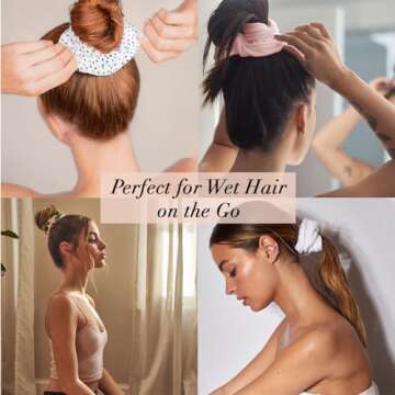 Kitsch Microfiber Hair Towel Scrunchies - Soft, Large for Women and Girls | Hair Drying Towels | Big Scrunchies, 2 pc (Palm)