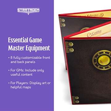 Stratagem The Master's Tome 4-Panel Customizable GM Screen with Free Inserts – Dry Erase, Dungeon ...