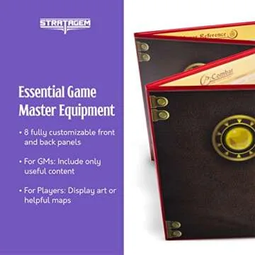 Stratagem The Master's Tome 4-Panel Customizable GM Screen with Free Inserts – Dry Erase, Dungeon ...