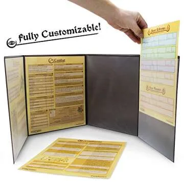 Stratagem The Master's Tome 4-Panel Customizable GM Screen with Free Inserts – Dry Erase, Dungeon & Game Master Accessory for Tabletop RPG Campaigns (Black)