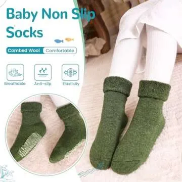 6 Pairs Baby Boy Girl Non Slip Socks Child Toddler Winter Thick Soft Wool Kids Warm Socks with Grips...
