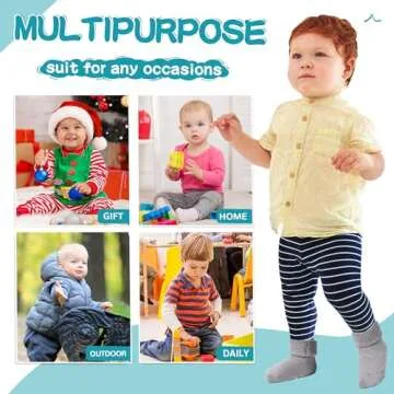 6 Pairs Baby Boy Girl Non Slip Socks Child Toddler Winter Thick Soft Wool Kids Warm Socks with Grips (Solid Color B, 1-3T)