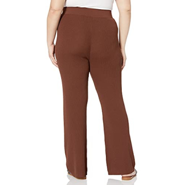 The Drop Women's Ellison Rib Flare Leg Pants in Chocolate