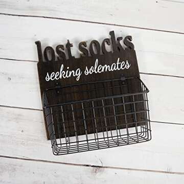 EVA murmure Cutout Letters Lost Socks - Laundry Room Organization, Farmhouse Laundry Room Decor And Accessories Laundry Sign Wall Decor - House Decor, Gifts For Women - 11x12x6inches-brown