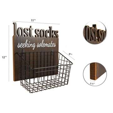 EVA murmure Cutout Letters Lost Socks - Laundry Room Organization, Farmhouse Laundry Room Decor And Accessories Laundry Sign Wall Decor - House Decor, Gifts For Women - 11x12x6inches-brown