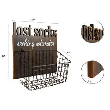 EVA murmure Cutout Letters Lost Socks - Laundry Room Organization, Farmhouse Laundry Room Decor And Accessories Laundry Sign Wall Decor - House Decor, Gifts For Women - 11x12x6inches-brown