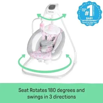 Ingenuity SimpleComfort Lightweight Compact 6-Speed Multi-Direction Baby Swing, Vibrations & Nature ...