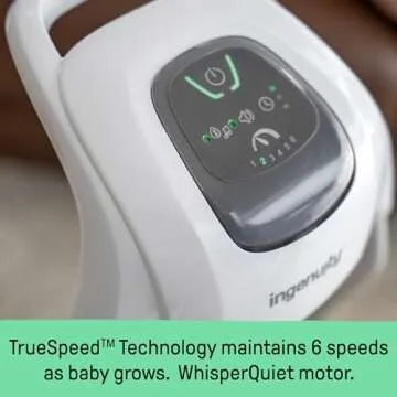 Ingenuity SimpleComfort Lightweight Compact 6-Speed Multi-Direction Baby Swing, Vibrations & Nature Sounds, 0-9 Months 6-20 lbs (Pink Cassidy)