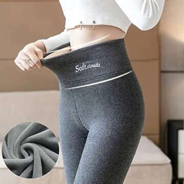 BJBXGDT Casual Warm Winter Solid Pants, Soft Clouds Fleece Leggings, Winter Leggings for Women (Black,S)