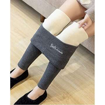 BJBXGDT Casual Warm Winter Solid Pants, Soft Clouds Fleece Leggings, Winter Leggings for Women (Black,S)