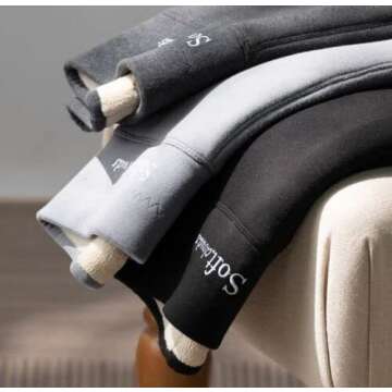 BJBXGDT Casual Warm Winter Solid Pants, Soft Clouds Fleece Leggings, Winter Leggings for Women (Black,S)