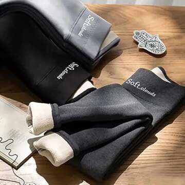 BJBXGDT Casual Warm Winter Solid Pants, Soft Clouds Fleece Leggings, Winter Leggings for Women (Black,S)