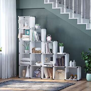 C&AHOME Cube Storage Organizer, 16-Cube Shelves Units, Plastic Storage Cubes, DIY Closet Organizer, ...