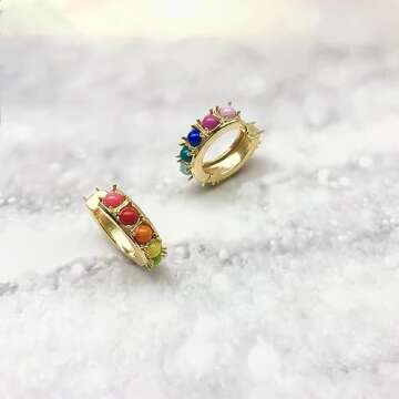 Surrounded Forest Beaded Hoop Earrings Bohemian Color Hoop Earrings Colorful Hoop Earrings Rainbow Earrings For Women