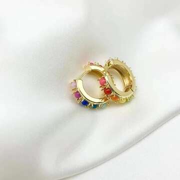 Surrounded Forest Beaded Hoop Earrings Bohemian Color Hoop Earrings Colorful Hoop Earrings Rainbow Earrings For Women