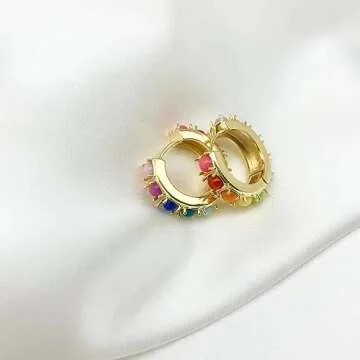 Surrounded Forest Beaded Hoop Earrings Bohemian Color Hoop Earrings Colorful Hoop Earrings Rainbow Earrings For Women