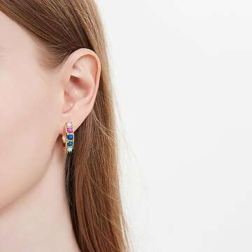 Surrounded Forest Beaded Hoop Earrings Bohemian Color Hoop Earrings Colorful Hoop Earrings Rainbow Earrings For Women