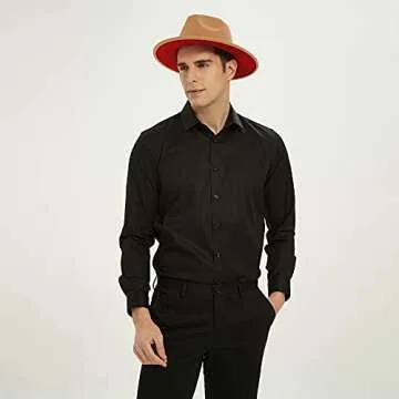 Wide Brim Fedora Hats for Women and Men Classic Felt Panama Hat Men's Two Tone Dress Hat with Belt Buckle