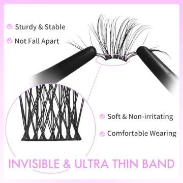 VEYESBEAUTY Dreamy Cluster Lashes Kit Individual Lash Extensions Newbie's Five-Second DIY Dramatic Volume Eyelash Wispy Faux Mink Lash Mixed Length Tray with Bond & Seal, Applicator at Home, black