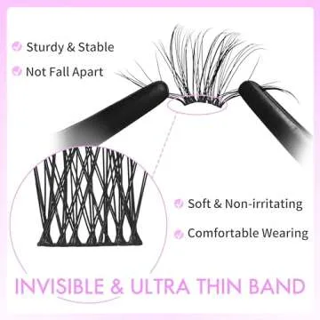 VEYESBEAUTY Dreamy Cluster Lashes Kit Individual Lash Extensions Newbie's Five-Second DIY Dramatic Volume Eyelash Wispy Faux Mink Lash Mixed Length Tray with Bond & Seal, Applicator at Home, black