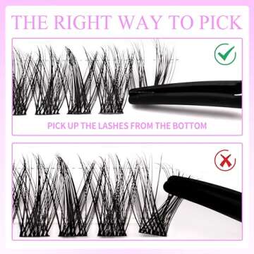 VEYESBEAUTY Dreamy Cluster Lashes Kit Individual Lash Extensions Newbie's Five-Second DIY Dramatic Volume Eyelash Wispy Faux Mink Lash Mixed Length Tray with Bond & Seal, Applicator at Home, black