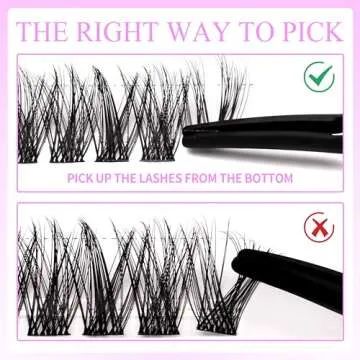 VEYESBEAUTY Dreamy Cluster Lashes Kit Individual Lash Extensions Newbie's Five-Second DIY Dramatic Volume Eyelash Wispy Faux Mink Lash Mixed Length Tray with Bond & Seal, Applicator at Home, black