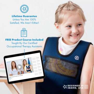 Harkla Weighted Vest for Kids - Neoprene Compression Vest - Ages 2 to 4 - Adjustable Kids Weighted Vest with 2lb Weight - Breathable and Washable Compression Vest - Small