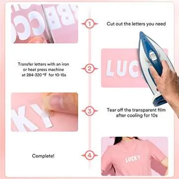 5 Sheets 830 Pieces Iron on Letters and Numbers for Clothing, 1 Inch Iron on Vinyl Letters with A-Z Heat Transfer Letters 0-9 Iron on Numbers PU Alphabet Stickers for T-Shirt Printing DIY Craft, White