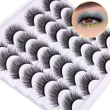 Newcally Lashes - 14 Pairs of Natural Fluffy Faux Mink Eyelashes for Effortless Glam