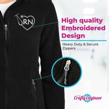 RN Zip Up Fleece Jacket with Pockets | Nurse Gift