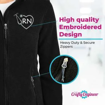 RN Zip Up Fleece Jacket with Pockets | Nurse Gift