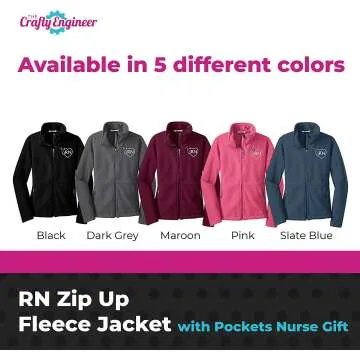 RN Zip Up Fleece Jacket with Pockets | Nurse Gift