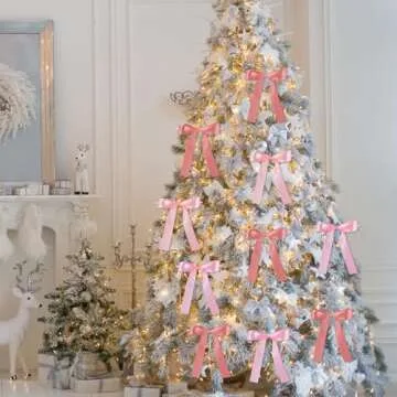 54 Pcs Twist Tie Bows 4.5×6 Inch Satin Ribbon Bows for Wine Glasses Candles Wreath Garland Gifts Wrapping Christmas Tree Cake Home Decor Indoor Outdoor Decorations (Pink Dark Pink and Rose Gold)