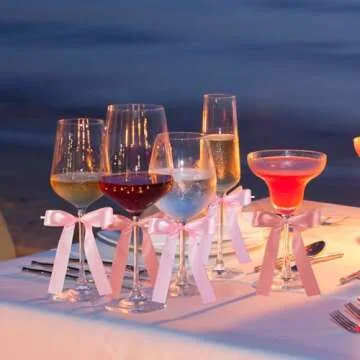 54 Pcs Twist Tie Bows 4.5×6 Inch Satin Ribbon Bows for Wine Glasses Candles Wreath Garland Gifts Wrapping Christmas Tree Cake Home Decor Indoor Outdoor Decorations (Pink Dark Pink and Rose Gold)