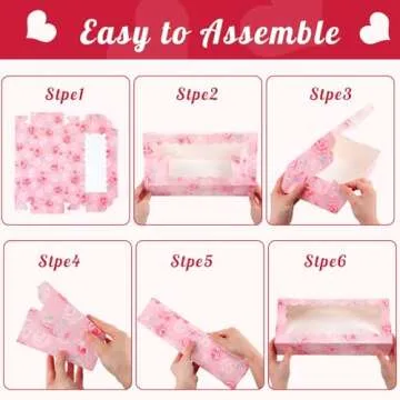 Maxcheck 48 Pieces Mother's Day Treat Boxes Floral Gift Boxes with Window 12.5" x 5.5" x 2.5" Happy Mother's Day Bakery Boxes Flower Cookie Boxes Candy Heart Containers for Mother's Day Party Favors