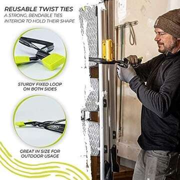 Twisted Goat Industrial Twist Ties - Heavy Duty Reusable, Flexible Ties for Securing Cargo, Hanging Hammocks, Organizing Camping Gear, and More! Starter Pack (3-FT, 6-FT, 10-FT)