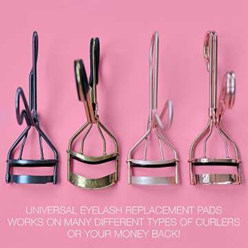 Black Eyelash Curler Refills (24-Pack) Replacement Pads | Eye Lash and Cosmetic Accessory | Create Permanent Curls and Intense Lashes | Universal Fit for Standard Curlers