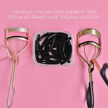 Black Eyelash Curler Refills (24-Pack) Replacement Pads | Eye Lash and Cosmetic Accessory | Create Permanent Curls and Intense Lashes | Universal Fit for Standard Curlers