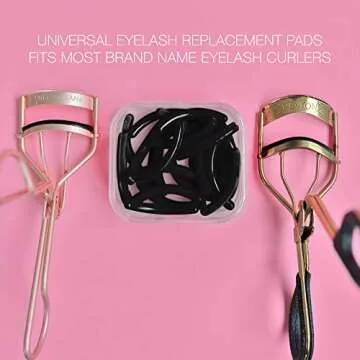 Black Eyelash Curler Refills (24-Pack) Replacement Pads | Eye Lash and Cosmetic Accessory | Create Permanent Curls and Intense Lashes | Universal Fit for Standard Curlers