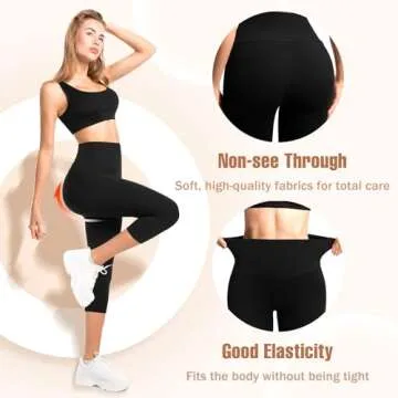 Hethrone Capri Leggings - Soft High Waisted Workout Fit