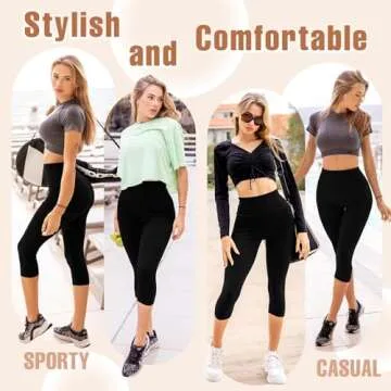 Hethrone Capri Leggings - Soft High Waisted Workout Fit