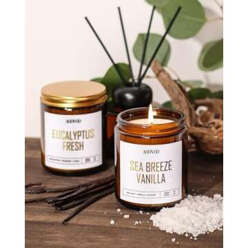 AOOVOO Candle Set - Scented Candles, Soy Candles, Aromatherapy Candle, Soy Wax Candle, Candle for Home Scented, 4PC Lavender/Vanilla/Eucalyptus/Sage