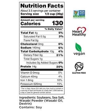 Wasabi Dry Roasted Edamame Healthy Gluten-Free Snacks