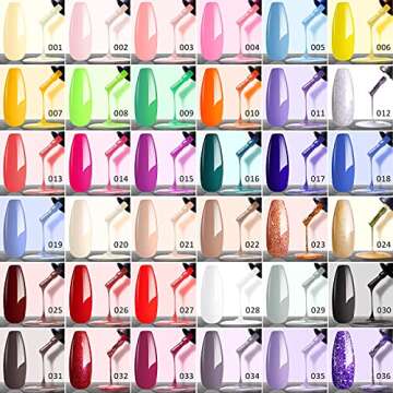 Ejiubas Gel Nail Polish Kit 36 Colors with Top Coat Base Coat Nail Strengthener, Summer Neon Nude Glitter Gel Nail Polish Soak Off LED Nail Polish Set for Starter Home/Salon Gel Manicure Set