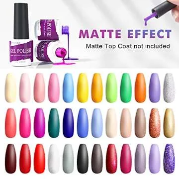 Ejiubas Gel Nail Polish Kit 36 Colors with Top Coat Base Coat Nail Strengthener, Summer Neon Nude Glitter Gel Nail Polish Soak Off LED Nail Polish Set for Starter Home/Salon Gel Manicure Set