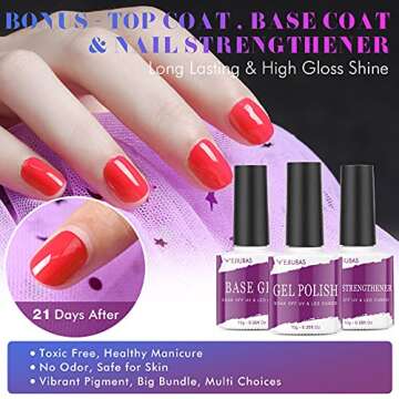 Ejiubas Gel Nail Polish Kit 36 Colors with Top Coat Base Coat Nail Strengthener, Summer Neon Nude Glitter Gel Nail Polish Soak Off LED Nail Polish Set for Starter Home/Salon Gel Manicure Set