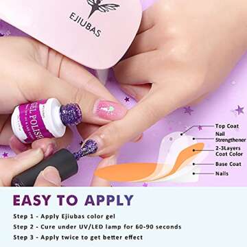 Ejiubas Gel Nail Polish Kit 36 Colors with Top Coat Base Coat Nail Strengthener, Summer Neon Nude Glitter Gel Nail Polish Soak Off LED Nail Polish Set for Starter Home/Salon Gel Manicure Set